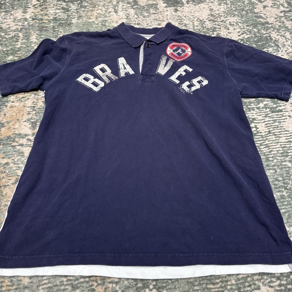 G-III Sport By Carlton Banks Atlanta Braves Men's Polo Shirt 2XL Vintage